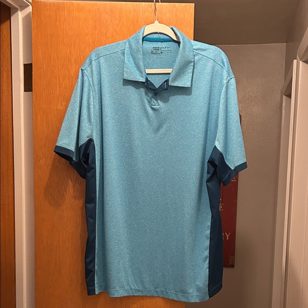Nike Light Blue and Navy Golf Polo Shirt